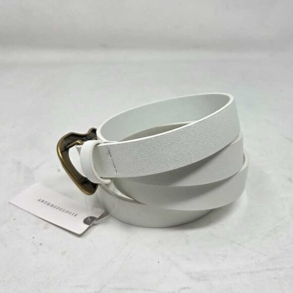 New 3X Linea Pelle - Anthropologie sculptural buckle leather belt in cream main image 4